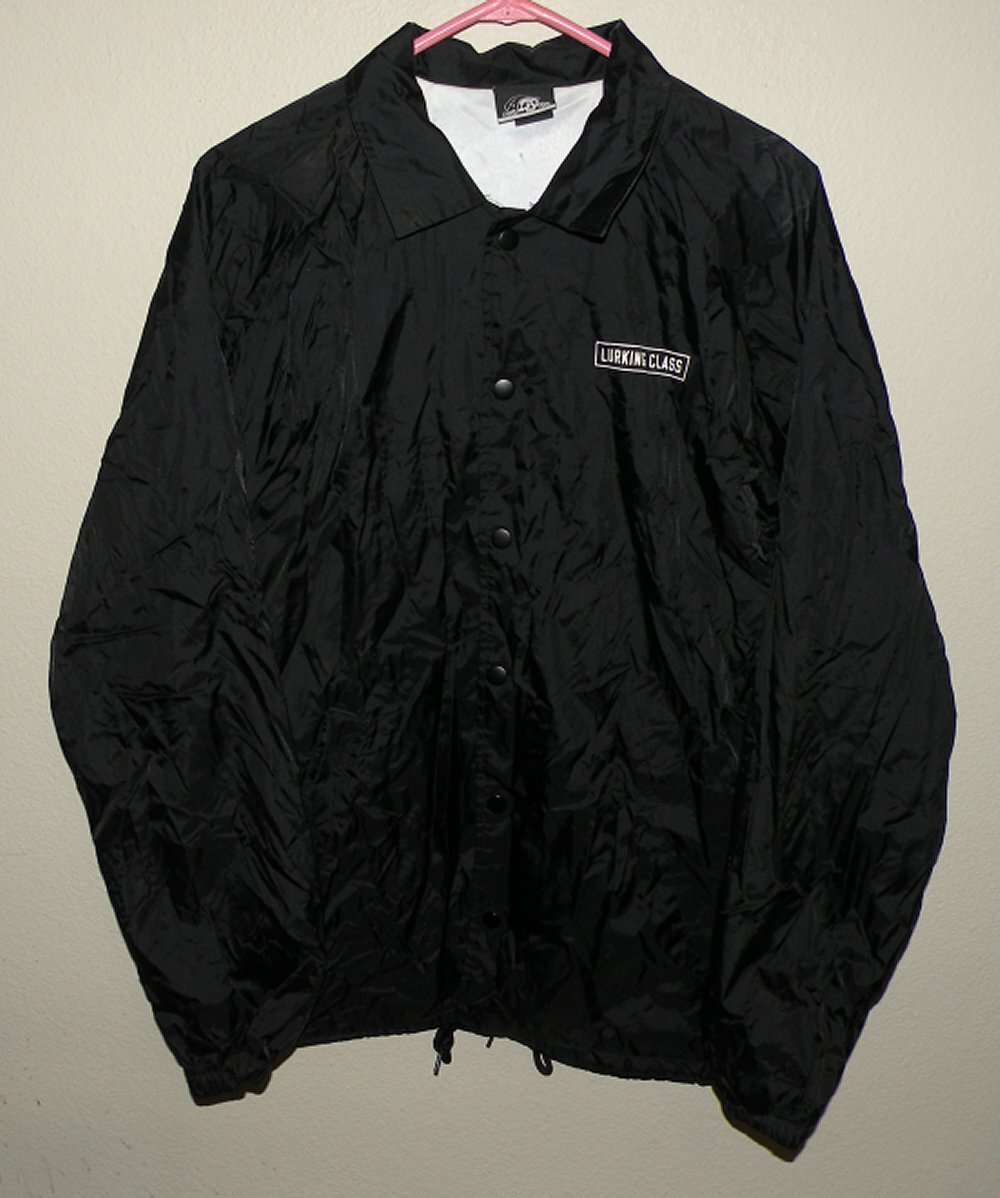 Lurking Class Men’s Medium Nylon Windbreaker Jacket Lined Black Snap